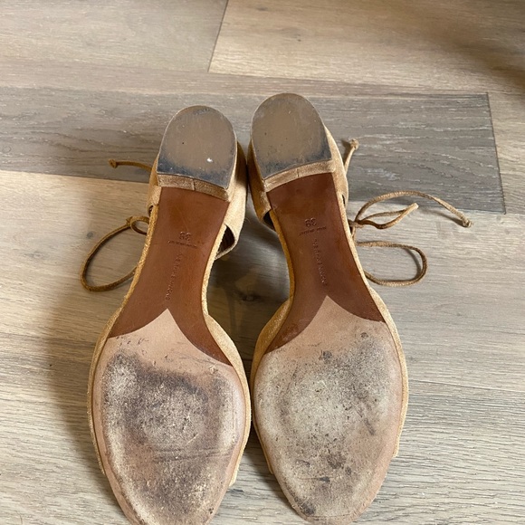 Tabitha Simmons Camel Suede Block Heel Sandals - Picture 3 of 4